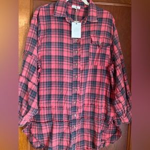 Easel oversized Buffalo Plaid Button down